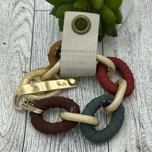 Anthropologie Wrapped Chunky Chain Multicolor Toggle Bracelet